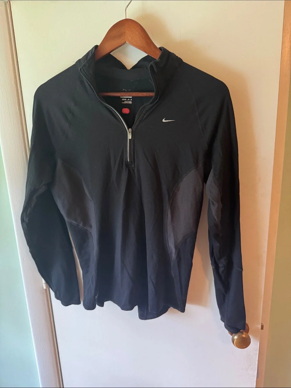 Nike Women's Black Half-Zip Performance Pullover with White Swoosh
